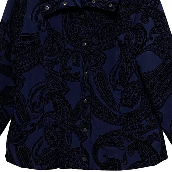 Chicos Zenergy Velvet Burnout Jacket Blazer Size 12 Blue Whimsigoth Paisley - Picture 3 of 8